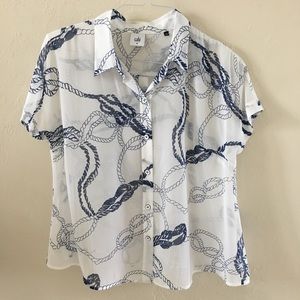 CAbi #5229 Boating Button-down Blouse Sz Medium